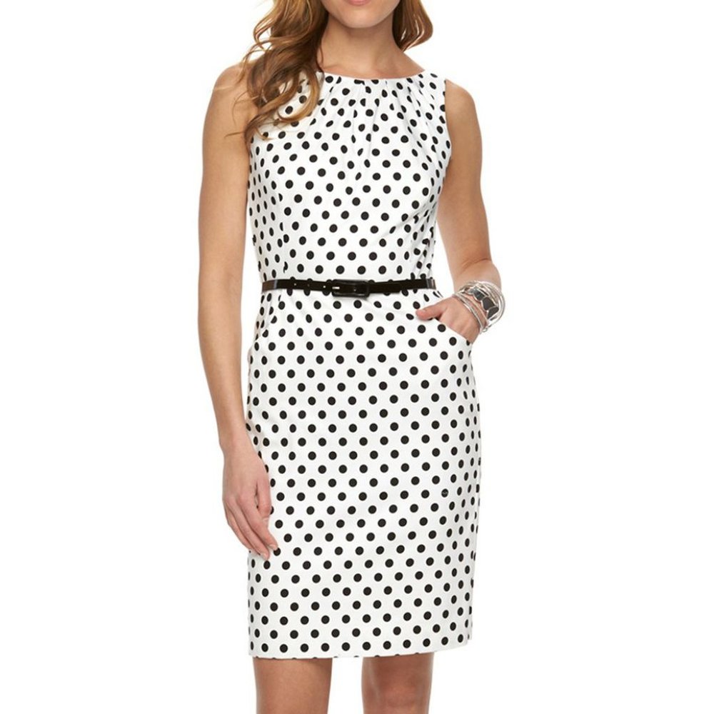 Chaps Polka-Dot Sheath Dress